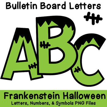 Preview of Bulletin Board Letters: Halloween Frankenstein Monster Mash Numbers, & Symbols