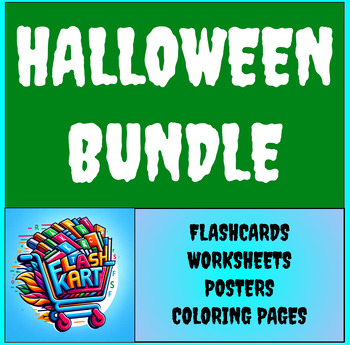 Preview of Halloween Bundle (Flashcards, Posters, Adjectives, Vowels, and Nouns Worksheets)