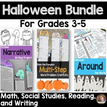 Preview of Halloween Bundle: Social Studies, Writing, Reading, and Math for Grades 3-5