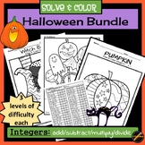 Halloween Bundle Solve and Color:  Add/Subtract/Multiply/D