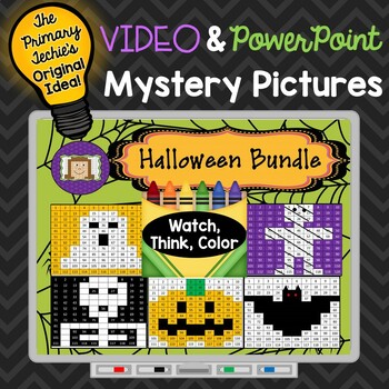 Preview of Halloween Bundle Watch, Think, Color Games - Mystery Pictures