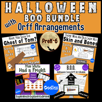 Preview of Halloween Bundle With Orff Arrangements, Movement, Pitch, & Rhythm Activities