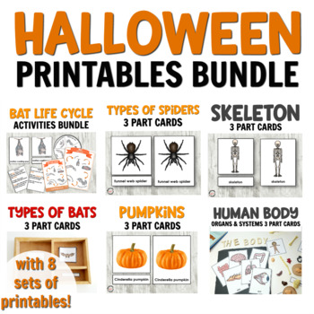 Preview of Halloween Bundle for Hands-on Preschool Activities or Montessori