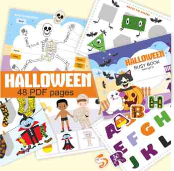 Preview of Halloween Busy Book Printable Toddler Learning Book Autumn Fall Preschool