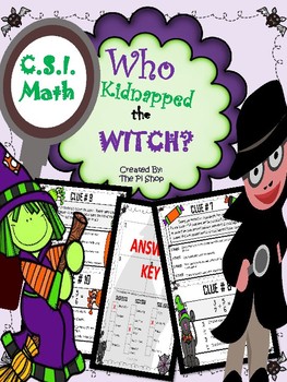 Preview of Halloween CSI Math Review (Kidnapped Witch) (No prep)