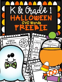 Preview of Halloween CVC Short Vowel Words FREEBIE (Kindergarten & First Grade)