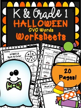 Preview of Halloween CVC Short Vowel Words Worksheets (Kindergarten & First Grade)