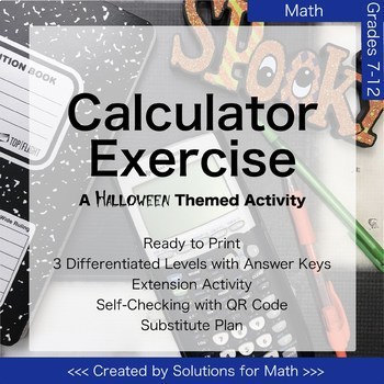 Preview of Halloween Calculator Math Activity High School Algebra