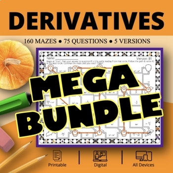 Preview of Halloween: Calculus Derivatives BUNDLE Maze Activity