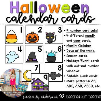 Preview of October: Halloween Themed - Calendar Number Cards (Pocket Chart)
