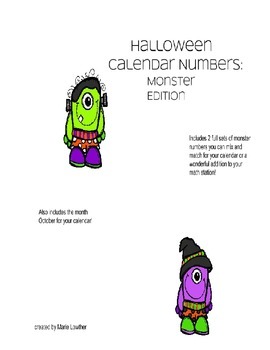 Preview of Halloween Calendar Numbers Monster Edition!