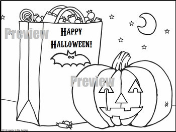 Halloween Candy Bag & Jack-O-Lantern Coloring Sheet by Happy Little Apples