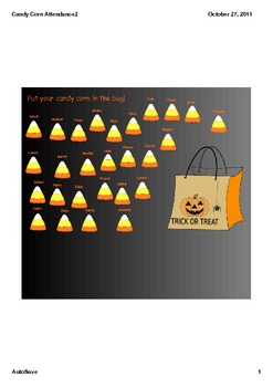 Preview of Halloween Candy Corn Attendance for Smartboard