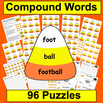 Preview of Halloween Activities:  Candy Corn Compound Words Puzzles - 96 Compound Words