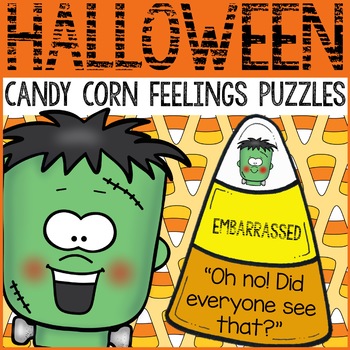 Preview of Halloween Counseling Activity Candy Corn Feelings Puzzles