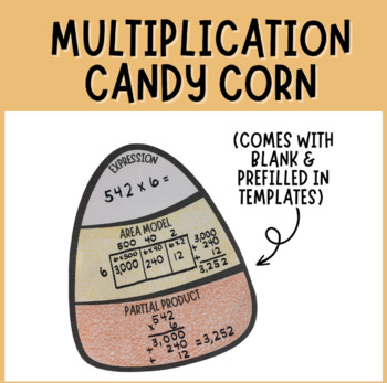 Preview of Halloween Candy Corn Multiplication |Two/Three digit by One digit Multiplication