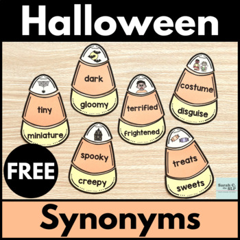 Preview of Halloween Candy Corn Synonyms Vocabulary Printable Activity FREEBIE