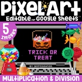 Halloween Pixel Art Multiplication Fact Practice | Editabl