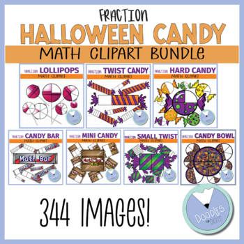 Preview of Halloween Candy Fraction Math Clipart Bundle