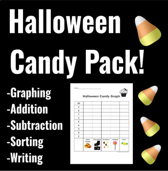 Preview of Halloween Candy Graphing, sorting, addition, subtraction, writing. Activity pack