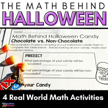 Preview of Halloween Candy Math | Real World Activities | Percentages and Data