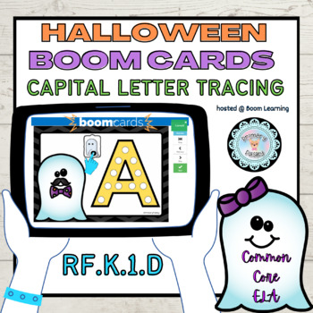 Preview of Halloween Uppercase Letter Tracing Boom Cards (RF.K.1.D)