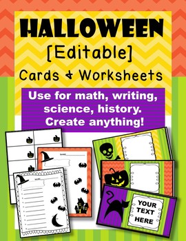 Preview of Halloween Cards and Worksheet Printables *EDITABLE*