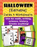 Halloween Cards and Worksheet Printables *EDITABLE*