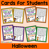 Halloween Cards for Students - Editable in color & black a