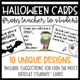 EDITABLE Halloween Cards (from Teacher to Students) for TR
