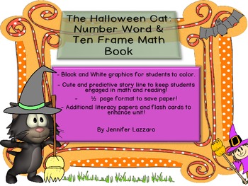 Preview of Halloween Cat A Number Word and Ten Frame Math Book with Literacy