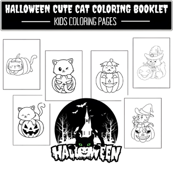 Preview of Halloween Cat Coloring Pages for Kids | 33 Pages of Feline Fun!