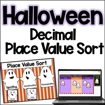 Preview of FREE Halloween Math Activity - Decimal Place Value Sort | Digital Halloween Math