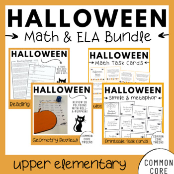 Preview of Halloween Math and ELA Bundle (Upper Elementary)