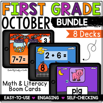 Preview of Halloween Centers for 1st Grade - No Prep October Math & Literacy Boom Cards
