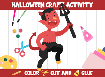Preview of Halloween Character Craft Activity: Devil - Color, Cut, and Glue for PreK to 2nd