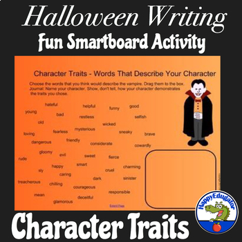 Preview of Halloween Character Traits SmartBoard Vocabulary Activity No Prep