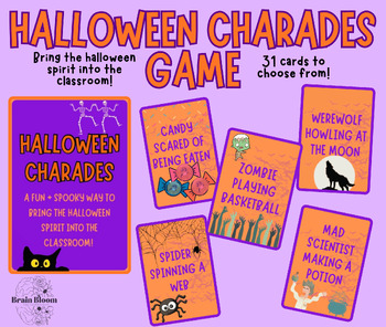 Preview of Halloween Charades Game | Fun and Spooky Classroom Activity | Holiday Game