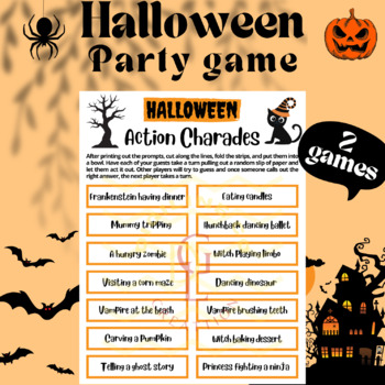Preview of Halloween Charades Pictionary game classroom Activity no prep middle primary 6th