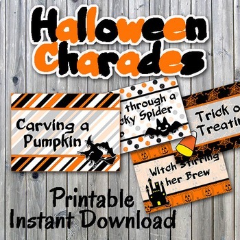 Preview of Halloween Charades Printable PDF - Party Game Printable