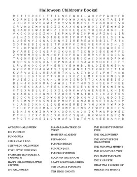 Halloween Children's Books Word Search by KYLibrarian | TpT