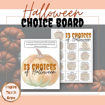 Preview of Halloween Choice Board- PRINTABLE PDF- enrichment