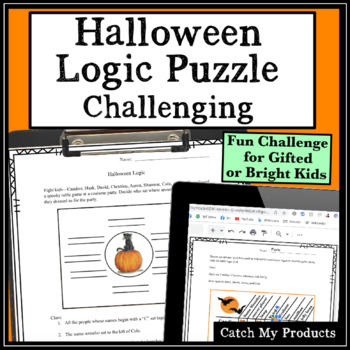 Preview of Halloween Logic Puzzle or Brain Teaser for High School