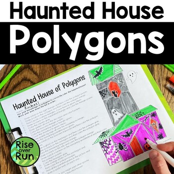 Preview of Halloween Classifying Polygons Coloring Worksheet with Haunted House