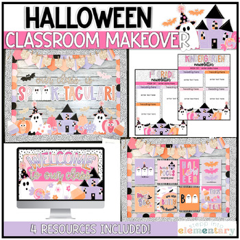 Preview of Halloween Classroom Makeover Bundle | Trendy Halloween Classroom Decor