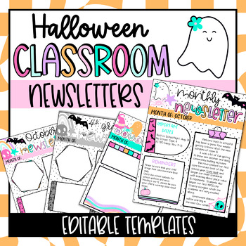Preview of Halloween Classroom Newsletter Templates | Editable |