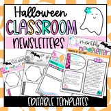 Halloween Classroom Newsletter Templates | Editable |