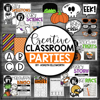 Preview of Halloween Classroom Party Activities and Stations