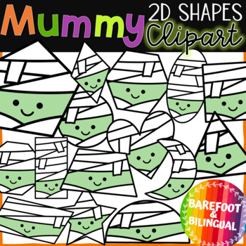 Preview of Cute Mummy Clipart | Halloween 2D Shape Clipart