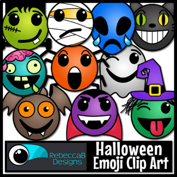Preview of Halloween Emoji Emotions Clip Art